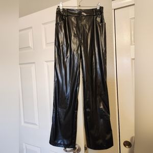 Black faux leather pants